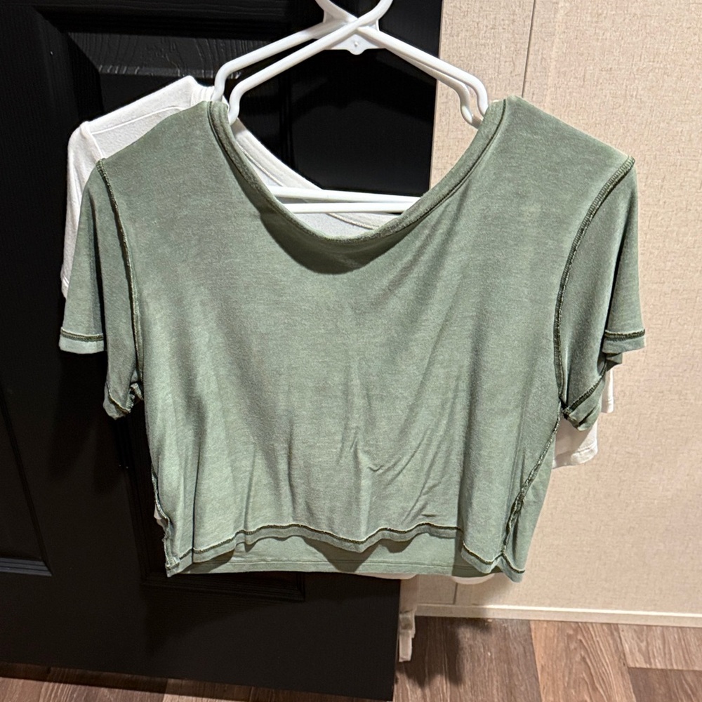 American Eagle Outfitters Sage Green Crop Top